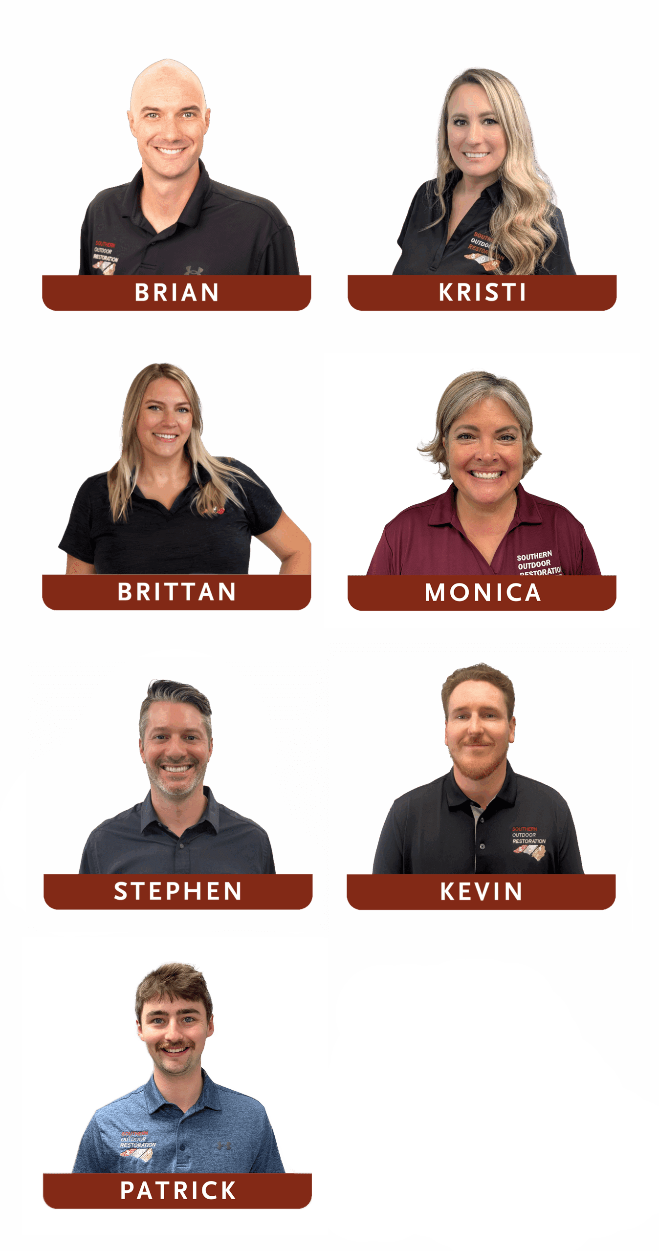 Brian, Kristi, Brittan, Monica, Stephen, Kevin, and Patrick